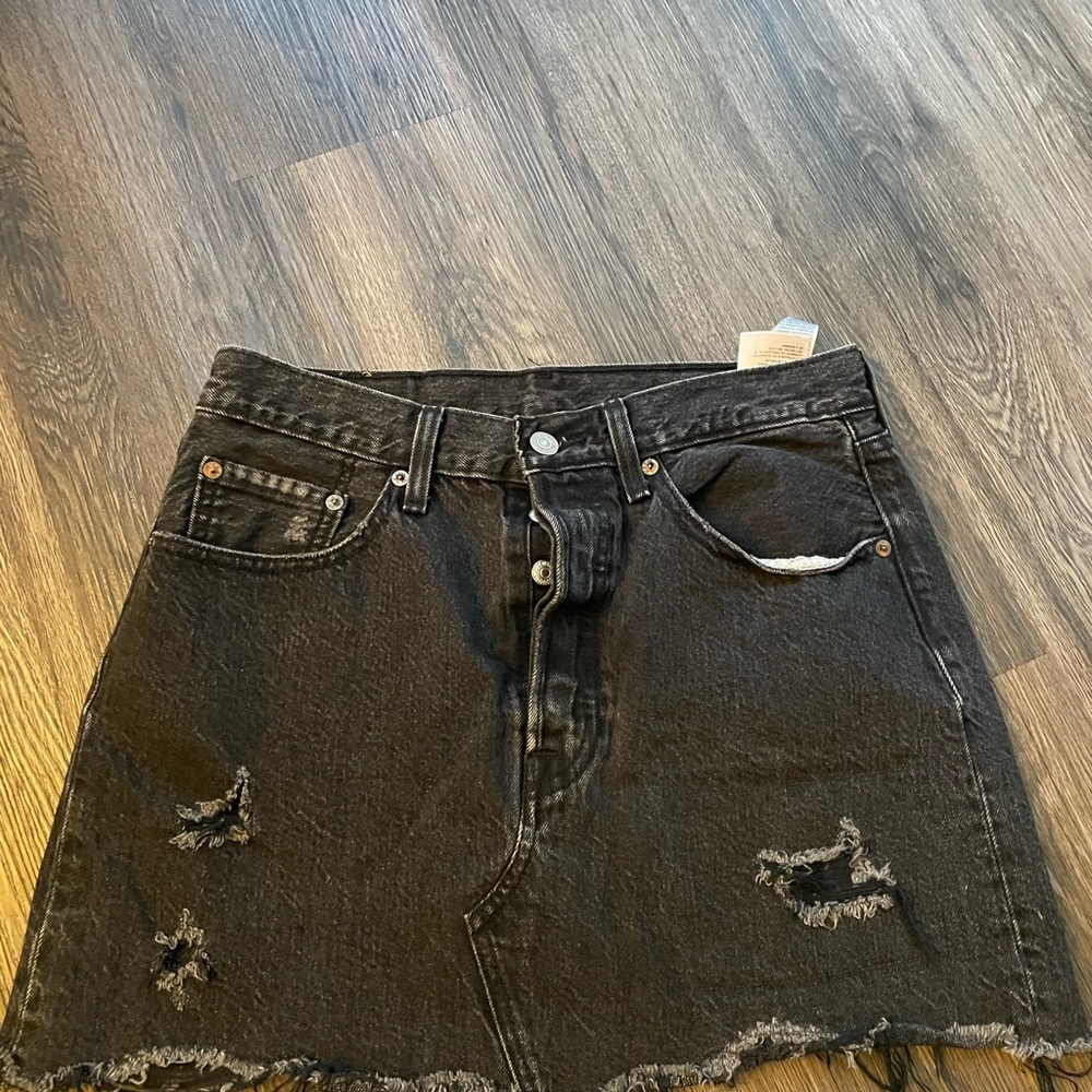 Levi's Black Distressed Mini Skirt